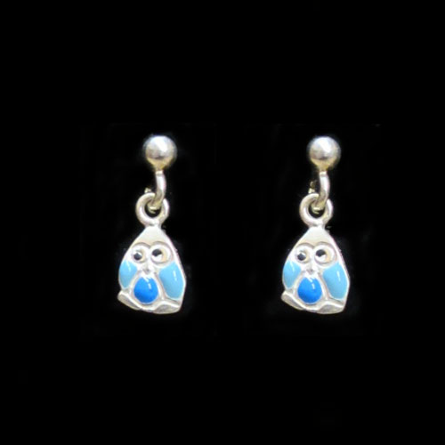 Pendientes infantiles plata y esmalte b&uacute;ho